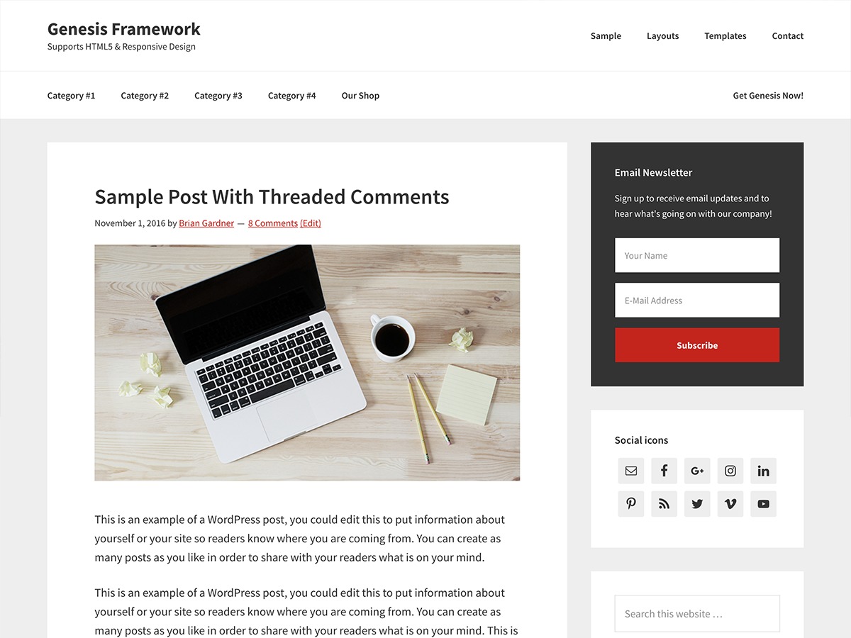 WP theme Genesis Sample