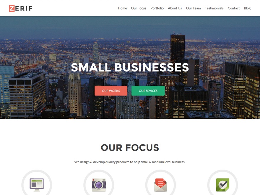 Zerif PRO company WordPress theme by Themeisle